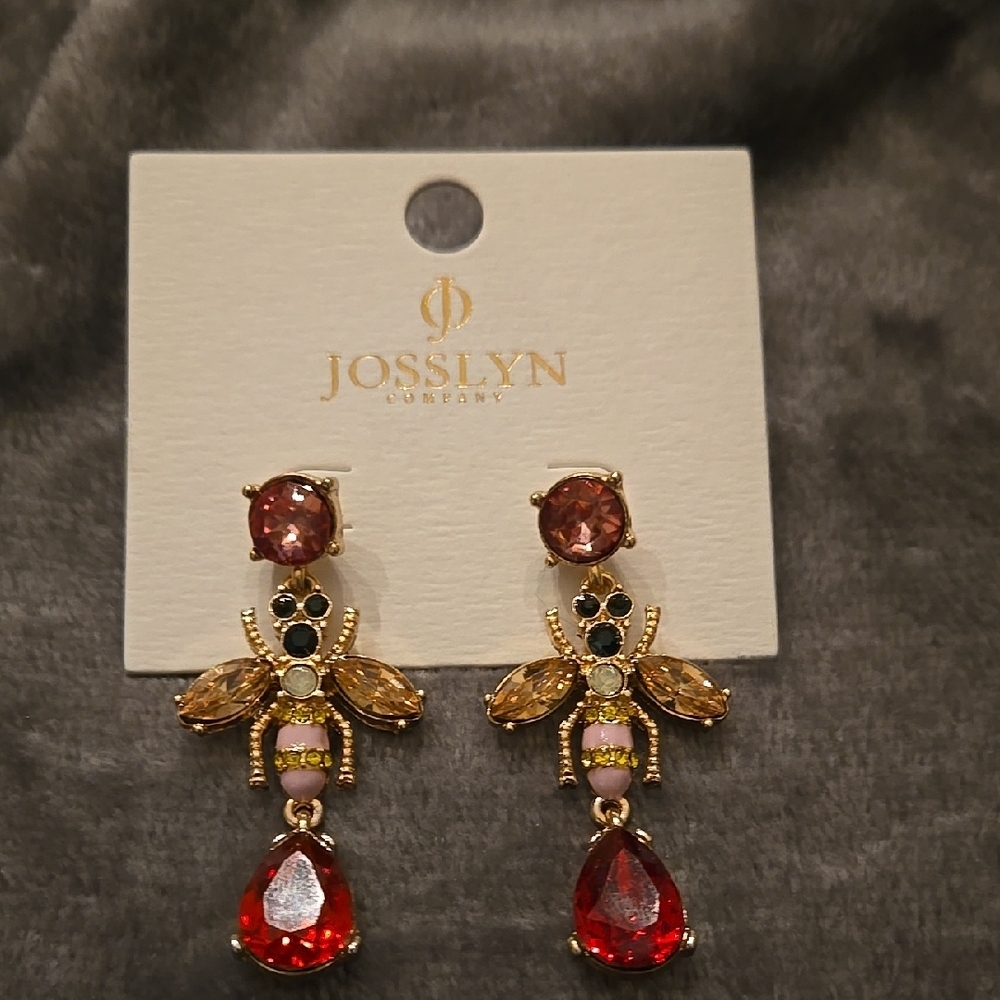 Josslyn Gold and Red Statement Earrings